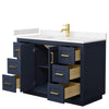 Custom image for Dark Blue with Brushed Gold Trim / Carrara Cultured Marble / No Mirror