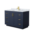 Custom image for Dark Blue with Brushed Gold Trim / White Carrara Marble / No Mirror