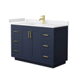 Custom image for Dark Blue with Brushed Gold Trim / White Cultured Marble / No Mirror