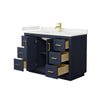 Custom image for Dark Blue with Brushed Gold Trim / White Quartz / No Mirror