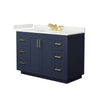 Custom image for Dark Blue with Brushed Gold Trim / White Quartz / No Mirror