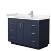 Custom image for Dark Blue with Brushed Nickel Trim / Carrara Cultured Marble / No Mirror