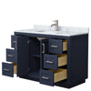 Custom image for Dark Blue with Brushed Nickel Trim / White Carrara Marble / No Mirror