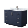 Custom image for Dark Blue with Brushed Nickel Trim / White Carrara Marble / No Mirror