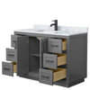 Custom image for Dark Gray with Matte Black Trim / White Carrara Marble / No Mirror