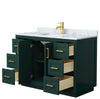 Custom image for Green with Brushed Gold Trim / White Carrara Marble / No Mirror