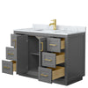 Custom image for Dark Gray with Brushed Gold Trim / White Carrara Marble / No Mirror
