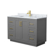 Custom image for Dark Gray with Brushed Gold Trim / White Carrara Marble / No Mirror