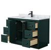 Custom image for Green with Matte Black Trim / White Carrara Marble / No Mirror