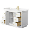 Custom image for White with Brushed Gold Trim / Carrara Cultured Marble / No Mirror