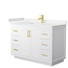Custom image for White with Brushed Gold Trim / Carrara Cultured Marble / No Mirror