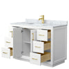Custom image for White with Brushed Gold Trim / White Carrara Marble / No Mirror
