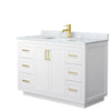 Custom image for White with Brushed Gold Trim / White Carrara Marble / No Mirror