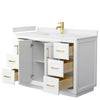 Custom image for White with Brushed Gold Trim / White Cultured Marble / No Mirror