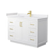 Custom image for White with Brushed Gold Trim / White Cultured Marble / No Mirror
