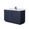 Custom image for Dark Blue with Matte Black Trim / White Carrara Marble / No Mirror