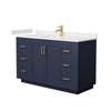Custom image for Dark Blue with Brushed Gold Trim / Carrara Cultured Marble / No Mirror