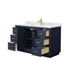 Custom image for Dark Blue with Brushed Gold Trim / White Carrara Marble / No Mirror