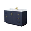 Custom image for Dark Blue with Brushed Gold Trim / White Carrara Marble / No Mirror