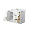 Custom image for White with Brushed Gold Trim / White Carrara Marble / No Mirror