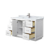 Custom image for White with Brushed Nickel Trim / White Carrara Marble / No Mirror