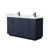 Custom image for Dark Blue with Matte Black Trim / Carrara Cultured Marble / No Mirror