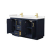 Custom image for Dark Blue with Brushed Gold Trim / Carrara Cultured Marble / No Mirror