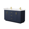 Custom image for Dark Blue with Brushed Gold Trim / Carrara Cultured Marble / No Mirror