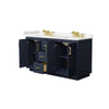 Custom image for Dark Blue with Brushed Gold Trim / Carrara Cultured Marble / No Mirror
