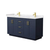 Custom image for Dark Blue with Brushed Gold Trim / White Cultured Marble / No Mirror