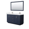 Custom image for Dark Blue with Brushed Nickel Trim / White Cultured Marble / 58