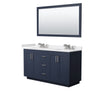 Custom image for Dark Blue with Brushed Nickel Trim / White Cultured Marble / 58