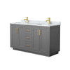 Custom image for Dark Gray with Brushed Gold Trim / White Carrara Marble / No Mirror