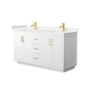 Custom image for White with Brushed Gold Trim / Carrara Cultured Marble / No Mirror