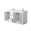 Custom image for White with Brushed Gold Trim / White Carrara Marble / No Mirror