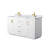 Custom image for White with Brushed Gold Trim / White Carrara Marble / No Mirror