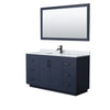 Custom image for Dark Blue with Matte Black Trim / White Carrara Marble / 58