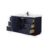 Custom image for Dark Blue with Matte Black Trim / White Carrara Marble / No Mirror