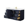 Custom image for Dark Blue with Brushed Gold Trim / Carrara Cultured Marble / No Mirror