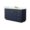 Custom image for Dark Blue with Brushed Gold Trim / Carrara Cultured Marble / No Mirror