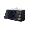 Custom image for Dark Blue with Brushed Gold Trim / White Carrara Marble / No Mirror