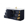 Custom image for Dark Blue with Brushed Gold Trim / White Cultured Marble / No Mirror