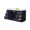Custom image for Dark Blue with Brushed Gold Trim / White Quartz / No Mirror