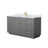 Custom image for Dark Gray with Brushed Gold Trim / White Carrara Marble / No Mirror