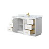 Custom image for White with Brushed Gold Trim / White Carrara Marble / No Mirror