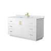 Custom image for White with Brushed Gold Trim / White Carrara Marble / No Mirror