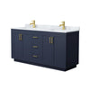 Custom image for Dark Blue with Brushed Gold Trim / White Carrara Marble / No Mirror