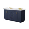 Custom image for Dark Blue with Brushed Gold Trim / White Cultured Marble / No Mirror