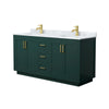 Custom image for Green with Brushed Gold Trim / White Carrara Marble / No Mirror
