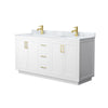 Custom image for White with Brushed Gold Trim / White Carrara Marble / No Mirror